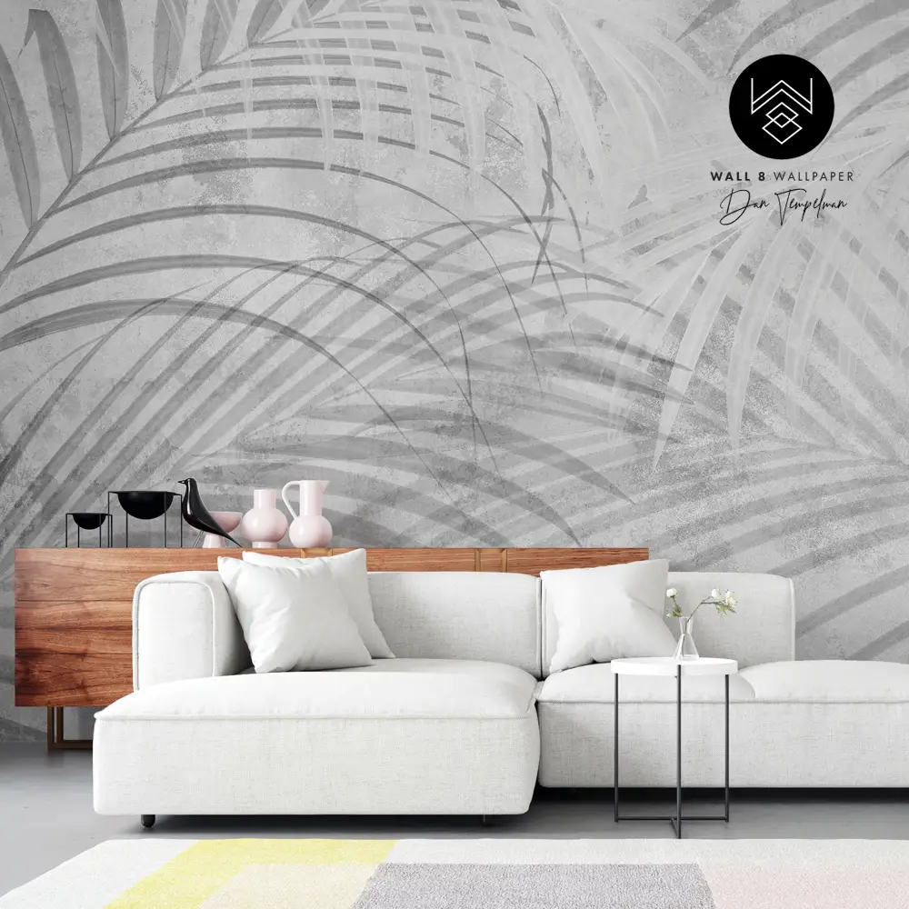 טפט אפור-לבן לסלון